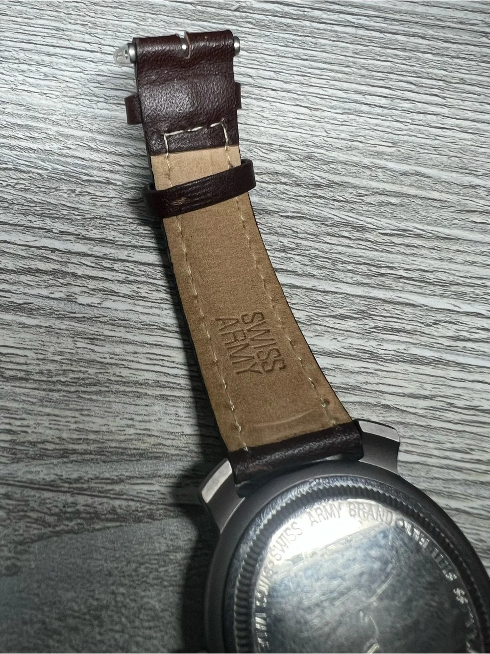 Swiss Army Watch with Brown Leather Strap - White Dial